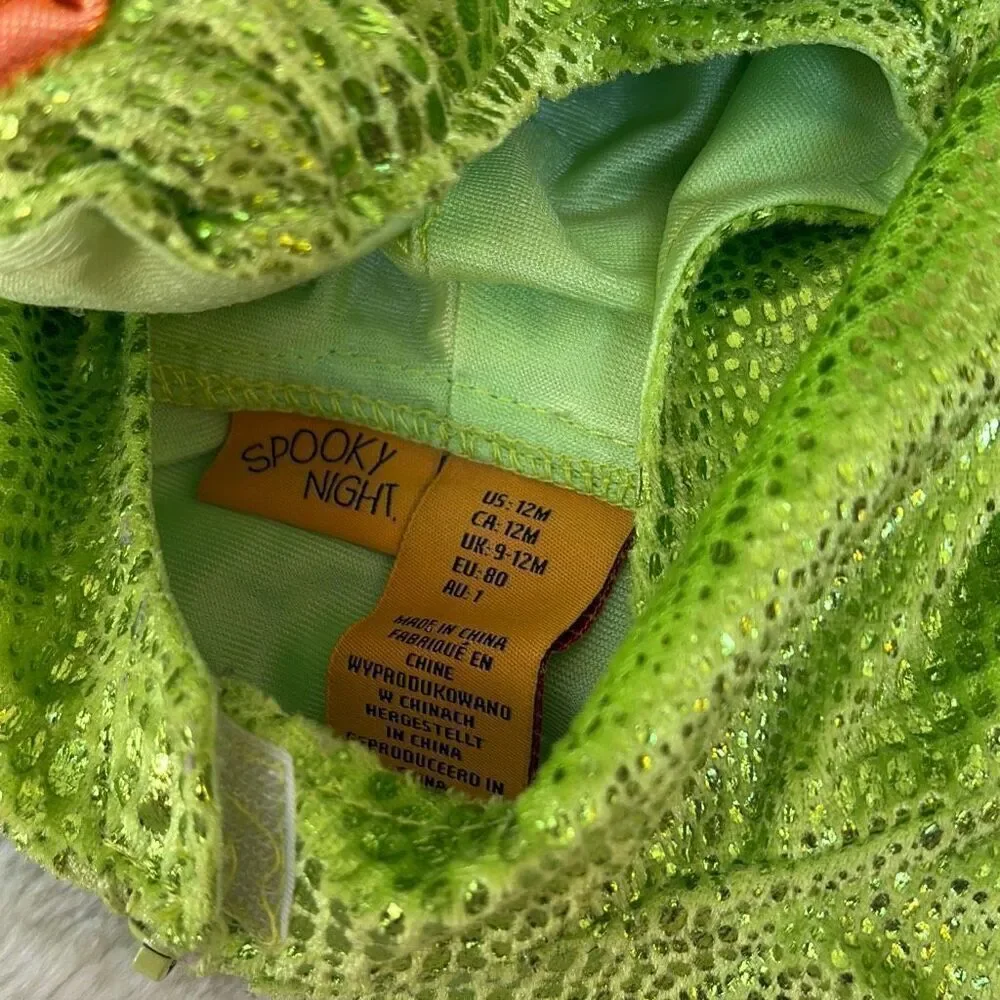 Spooky Night Green and White Dragon Costume Size 12 Months